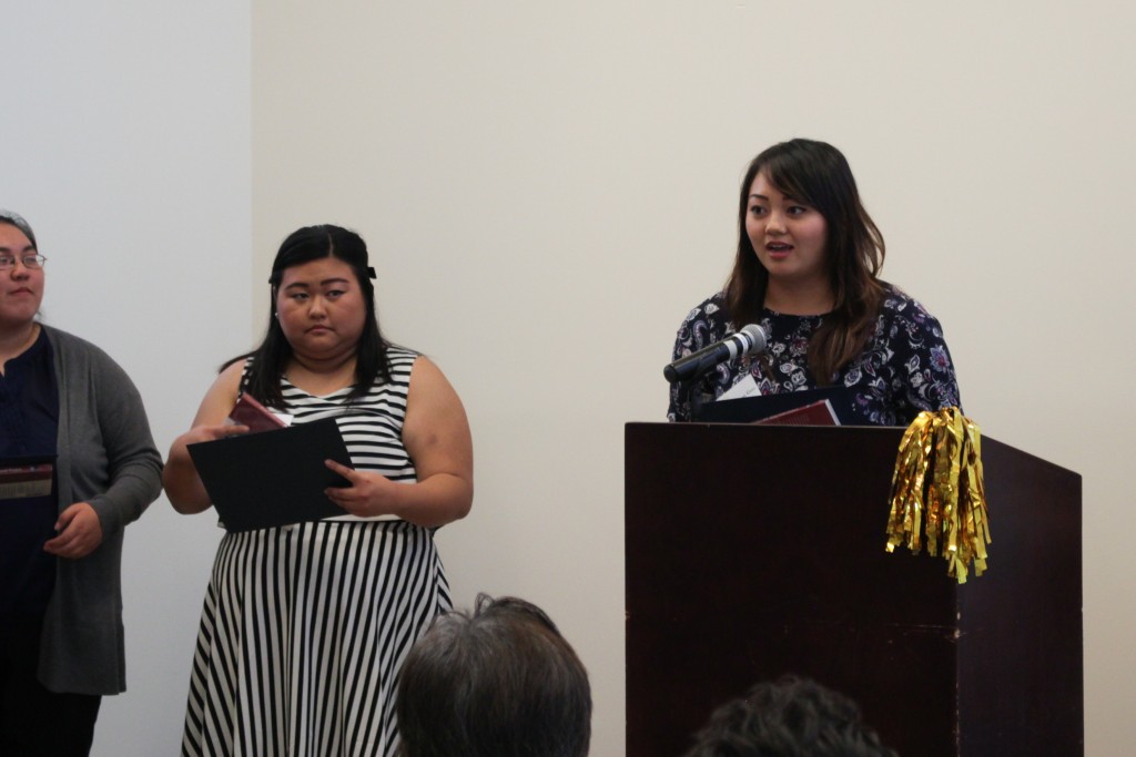 Scholarship winner Tiffany Guo receives the 21st Century Undergraduate Scholarship and the Ben & Alice Hirano Academic Prize.