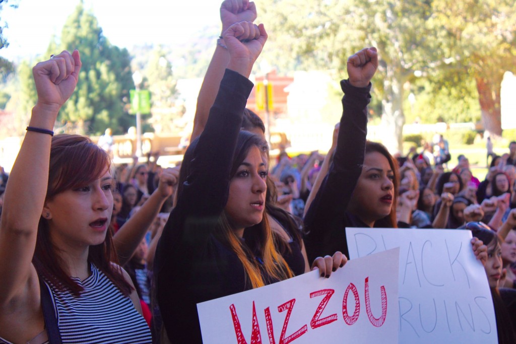 Students in solidarity with Black students at Mizzou and at UCLA. Photo by Karin Chan.