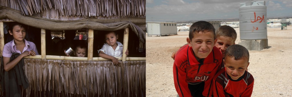 Left: Vietnamese refugee children pose at a refugee camp in Thailand in 1979. Right: Syrian refugee children pose at a refugee camp in Jordan in 2013. Photos courtesy of Flickr Creative Commons.